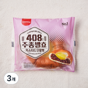 삼립 주종발효 카스타드단팥빵, 105g, 3개