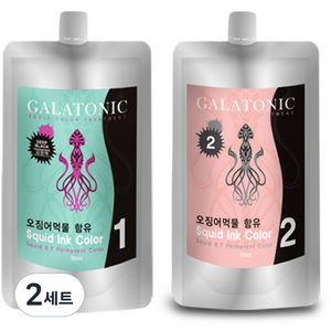 갈라토닉 스퀴드 잉크 칼라 1제 500ml + 2제 500ml 염색제, 2N검정색, 2세트