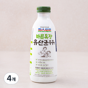 파스퇴르 바른목장 유산균 우유, 750ml, 4개