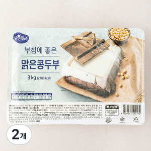 맑은물에 부침에 좋은 맑은콩 두부, 3kg, 2개