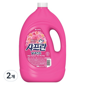 샤프란 실내건조 섬유유연제 핑크 페스티벌, 3.1L, 2개