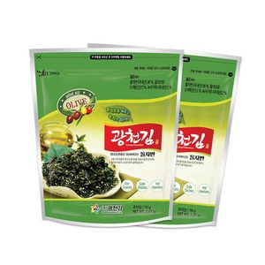 광천김 올리브유 바르고 녹차가 첨가된 광천 돌자반, 70g, 2개