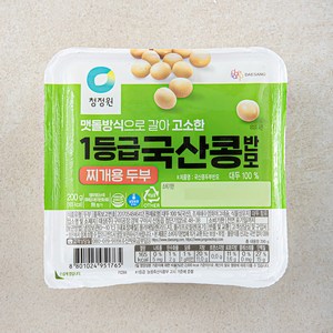 청정원 국산 1등급 찌개용 콩두부 반모, 200g, 1개