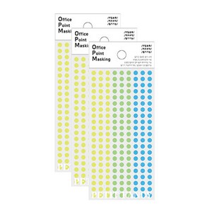 쁘띠팬시 오피스 포인트 마스킹 스티커 OPM-L306A 6p, 혼합색상, 3개