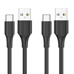 벤션 USB C타입 고속충전 케이블 CTH, 블랙, 2개, 0.5m