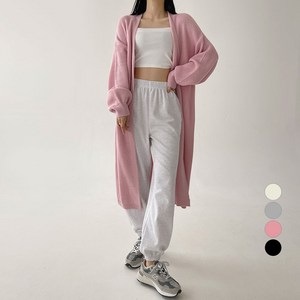 플랜데이 여성용 여리 루즈핏 벌룬 하찌 니트 롱 숄 가디건