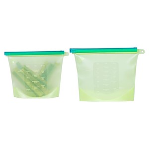 인블룸 실리콘 지퍼백 냉장고 정리용기 1000ml + 1500ml 세트 그린, 혼합, 1세트