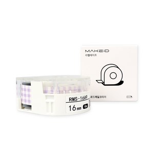 로드메일코리아 MAKEiD 라벨테이프 라벨지 16mm, 보라색체크 패턴(RMS-16A9), 4m