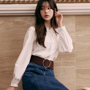 [장원영 착용] 로라로라 여성용 HIGH NECK FRILL 블라우스