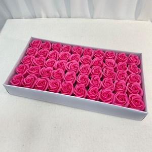 이플린 비누꽃 3겹 장미, 진핑크, 50개