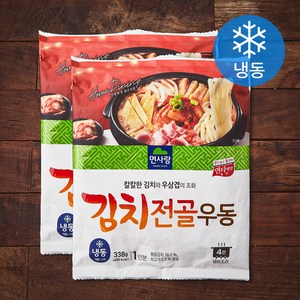 면사랑 김치 전골 우동 (냉동), 338g, 2개