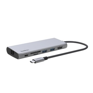 벨킨 7in1 USB C타입 멀티 포트 어댑터 허브 INC009, 실버그레이, 1개