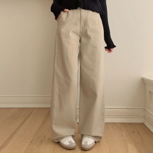 플랜데이 여성용 숏/미디움/롱 기장 테링 세미와이드 탄탄 코튼 팬츠