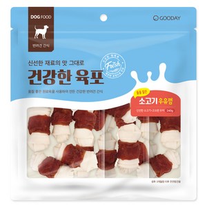 굿데이 강아지 건강한 육포말이 우유껌 간식, 240g, 1개, 소고기