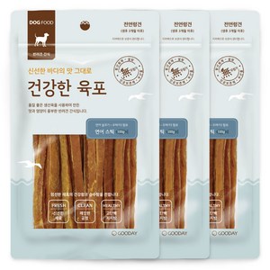 굿데이 건강한 육포 스틱 강아지간식, 연어, 100g, 3개