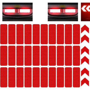 야간 반사 스티커 직사각 30p + 화살표 6p 세트, 1세트, 레드