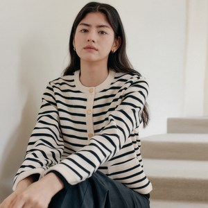 엽페 여성용 STRIPE KNIT JACKET