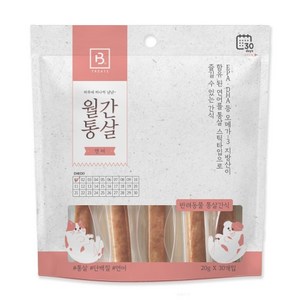 브리더랩 반려동물 월간통살 스틱타입 간식, 혼합맛(닭가슴살/연어), 600g, 1개