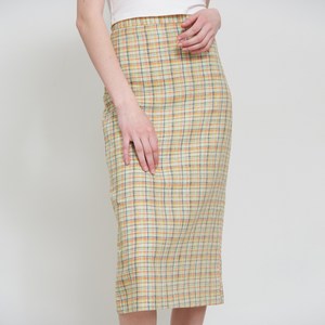 벰버 LINEN JUICY CHECK SKIRT