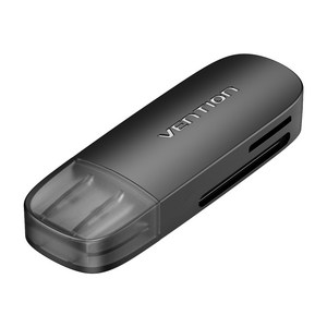 벤션 SD TF to USB 3.0 고속 카드 리더기, CLFB0, 블랙, 1개