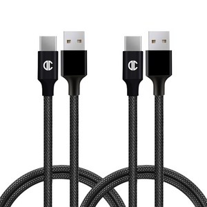 디씨네트워크 메탈 패브릭 USB C타입 고속 충전케이블 2p, 2m, 블랙, 2개