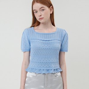 오앨 여성용 SQUARE NECK HALF SLEEVE KNIT