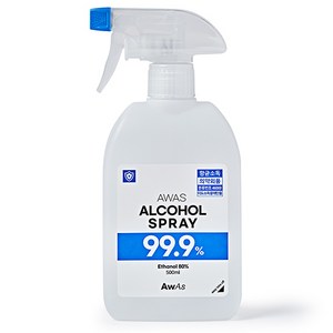 AWAS 뿌리는소독제 알콜 소독스프레이 손소독제 FDA등록 안전한 의약외품, 1개, 500ml