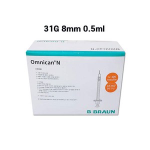 비브라운 옴니칸 인슐린 주사기 당뇨 일회용 100개입 31g 0.5ml o 1ml, 1개