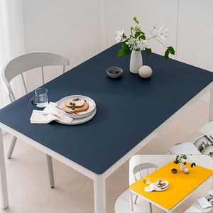 (14colos 11size) 롤로아 100% 방수 가죽 식탁보 테이블보, 130x80cm, 양면-14 (Navy+Mustad), 1개