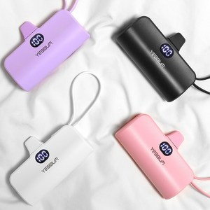 예뿜 도킹형 미니 보조배터리 5000mAh 갤럭시 아이폰, 핑크, YBM-02 (메인8핀)