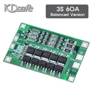 BMS HX-3.7V 3S-60A 12.6V 리튬 배터리 충전지 파워뱅크 보호회로, 1개, 1개입