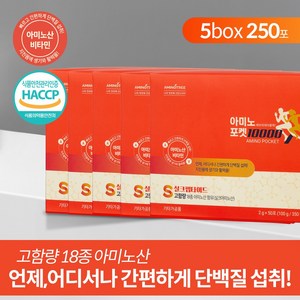 [1개월] 체력 일상의 회복 18가지 아미노산 아미노포켓10000 (50포), 100g, 5개