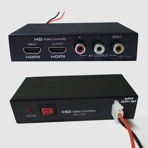 카르마엔터 HDMI in/out to AV(CVBS)/Video+HDMI 컨버터 in Voltage DC 9V~36V HD 변환 링크 오디오 젠더, 0, 1개