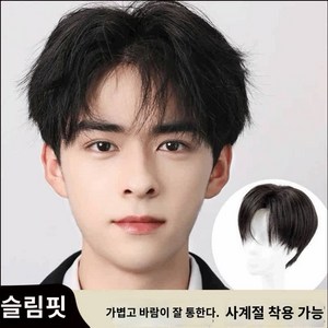 Chephie 자연스런 편한 남성가발 다양한 색상, 1개, 블랙