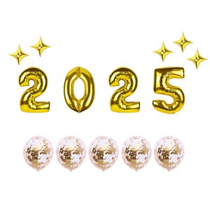 [2025 대형 숫자] 골드/실버 2colos 은박 혼합풍선 해피뉴이어 파티 에브리띵스마일 1230, 1세트, 골드 중형