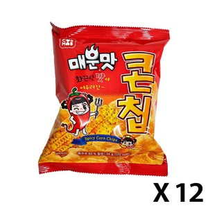 코스모스제과 매운맛 콘칩 스낵, 34g, 12개