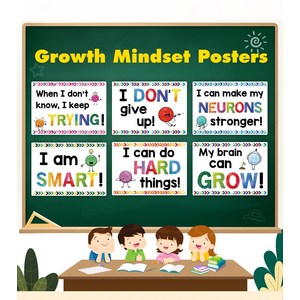 Growth Mindset 아이들 포스터 홈스쿨 용품 아기 침실 교실 장식 몬테소리 학습 장난감 조기 교육용 포스터, Version8