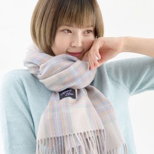 얼모스트블루 블러쉬 체크 롱 겨울 여성 머플러 목도리