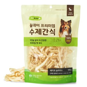 펫블리스 프리미엄 올데이 스틱 강아지 수제간식, 1개, 500g, 돼지귀 슬라이스