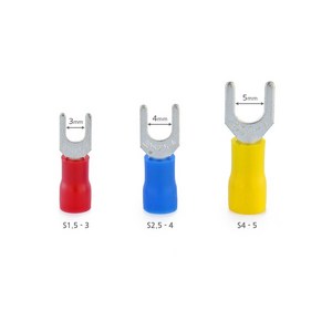 Y단자 포크단자 Y형 터미널 PG 절연 압착단자 Insulated Spade Teminal, S2.5-4 블루, 100개