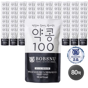 서울대약콩두유 밥스누 껍질째 통째로 갈아넣은 약콩 100 더좋은 무설탕 검정콩 두유 서울대두유, 190ml, 80개