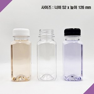 [보틀스] 200페트병 200미리 200ml 투명 사각 페트병 주스병 플라스틱병 공병 소분병 작은병 소용량 미니병 국산, 먹색(38파이), 1개