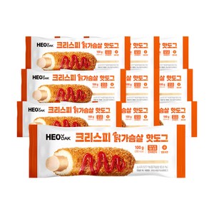허닭 크리스피 닭가슴살 핫도그 100g, 10개