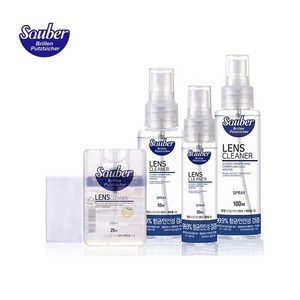 [자우버] 렌즈클리너 스프레이 100ml 2개 극세사천 포함 액정클리너 안경닦이 휴대폰