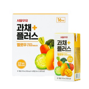 서울우유 과채플러스 옐로우, 190ml, 16개