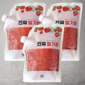 푸드마실 진짜 딸기청 카페 대용량 딸기라떼 수제 과일청, 1kg, 3개