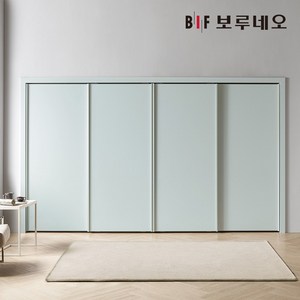 보루네오 E0 네오 슬라이딩 붙박이장 330cm 11자, 스카이블루 330cm