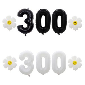 [해피쏘굿] 32인치 블랙/화이트 숫자 (100일~900일) + 데이지 풍선세트, 블랙, 300