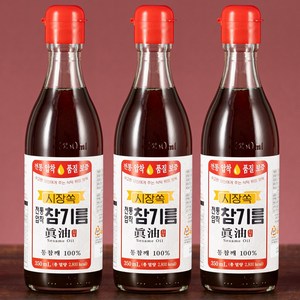 시장쏙 전통압착 참기름, 350ml, 3개