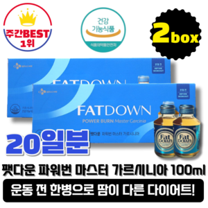 [본사정품] CJ 팻다운 파워번 마스터 가르시니아 100ml x10병 2박스 흡수 빠른 액상형 다이어트 운동 전 마시는 에너지 음료 체지방 감소 캄보지아 추출물 펫다운, 20개